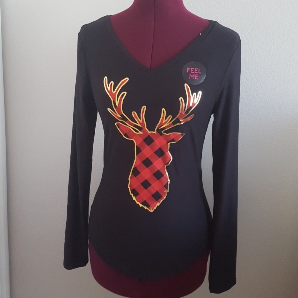 Holiday Reindeer Long Sleeve Top Soft Size Medium